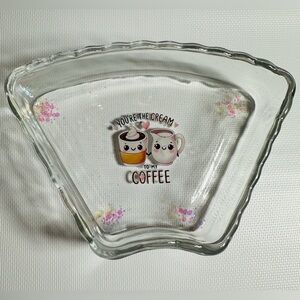 Glass Coffee-Themed Trinket Dish